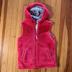 Mini Boden Fluffy Vest - Hot Salmon Pink Sz 11-12Y